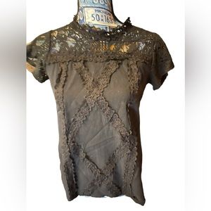 Victorian style black lace blouse